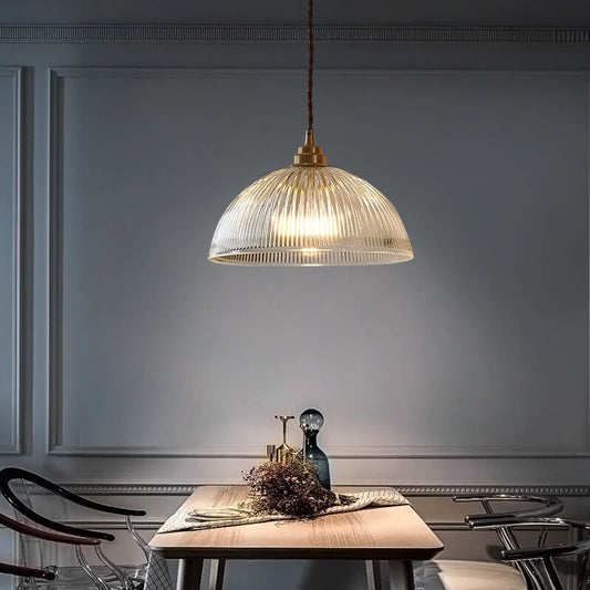 Modern Minimalist Clear Brass Glass Dome Pot Lid 1-Light Pendant Light