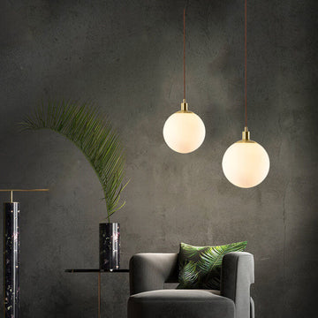 Contemporary Nordic Minimalist White Orb 1-Light Pendant Light For Bedroom