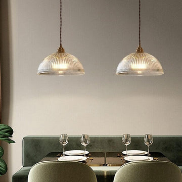 Modern Minimalist Clear Brass Glass Dome Pot Lid 1-Light Pendant Light
