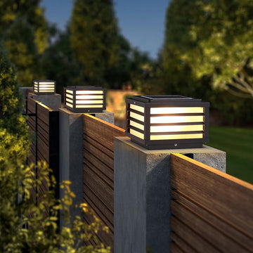 Modern Minimalist Waterproof Solar Square Aluminum PC LED Post Landscape Lighting for Garden