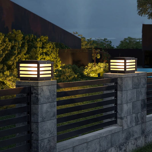 Modern Minimalist Waterproof Solar Square Aluminum PC LED Post Landscape Lighting for Garden
