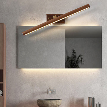 Nordic Minimalist Beechwood Copper Cylinder LED Bathroom Vanity Mirror Front Wall Sconce Lamp For Living Room & Bathroom