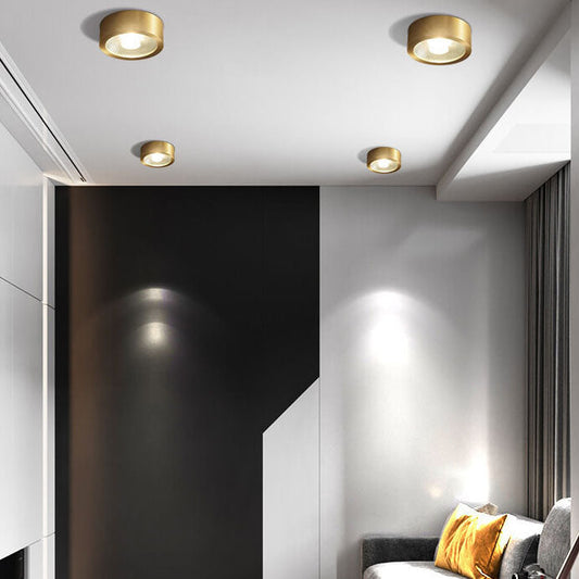Modern Luxury Round Copper Ultra-thin LED Flush Mount Light For Hallway