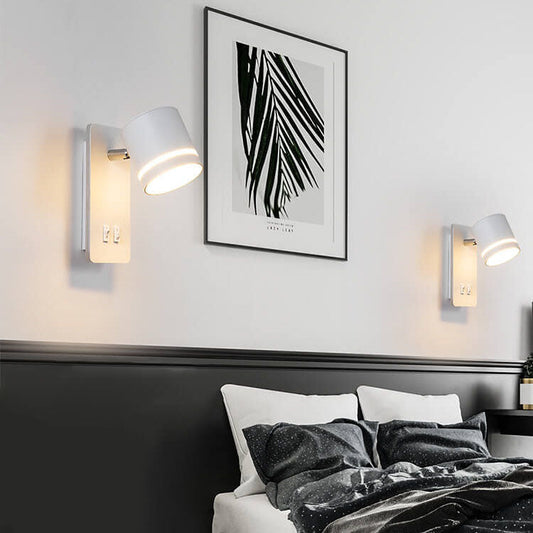 Contemporary Nordic Iron Square Spotlight Rotatable LED Reading Wall Sconce Lamp For Living Room & Bedroom