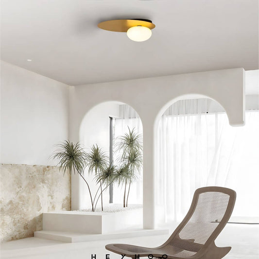1-Light LED Oval Metal White Glass Flush Mount Ceiling Light