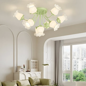 10 White Flowers 3 Step Dimming Creative Modern Ceiling Light Fixture