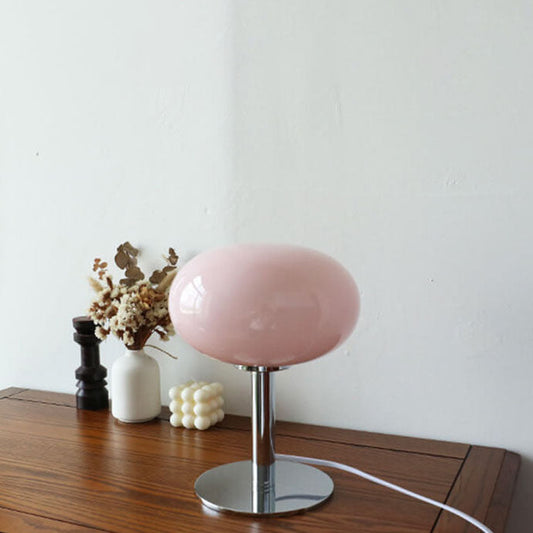 Contemporary Nordic Round Iron Glass 1-Light Table Lamp For Bedroom