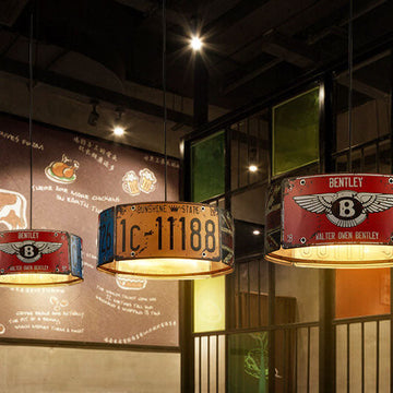 Contemporary Industrial Creative Square Rectangular License Plate Metal 3/5 Light Chandelier for Living Room
