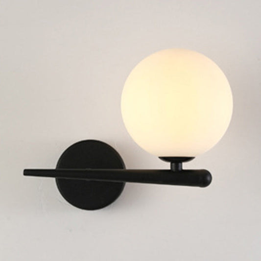 Contemporary Nordic Globe Iron Glass 1-Light Wall Sconce Lamp For Living Room