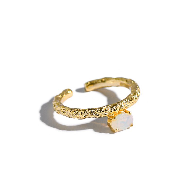 The Iridescent Oval Opal Adjustable Sterling Ring