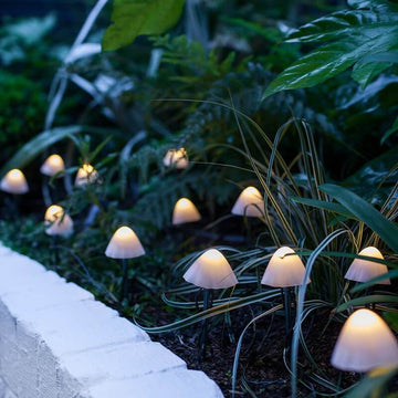 Contemporary Creative Plastic Solar LED Mushroom Lights String Lights For Outdoor Patio