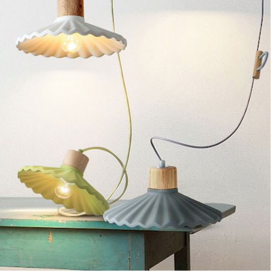Modern Macaron Cement Scalloped Shade 1-Light Pendant Light for Living Room