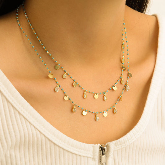 The Aegean Drop Gold-Plated Enamel Necklace