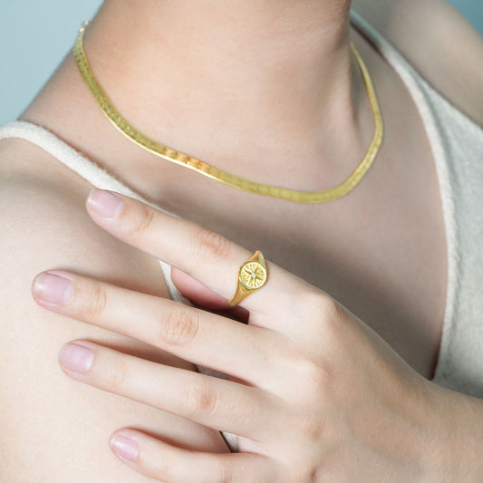 The Sunburst CZ Adjustable Gold-Plated Ring