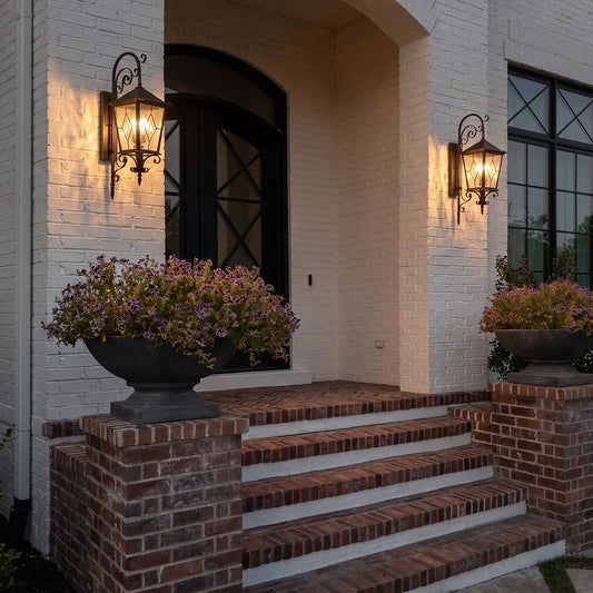 2 PCS Black Outdoor Sconces European Vintage Wall Light