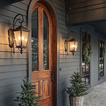 2 PCS Black Outdoor Wall Light European Vintage Three-Light