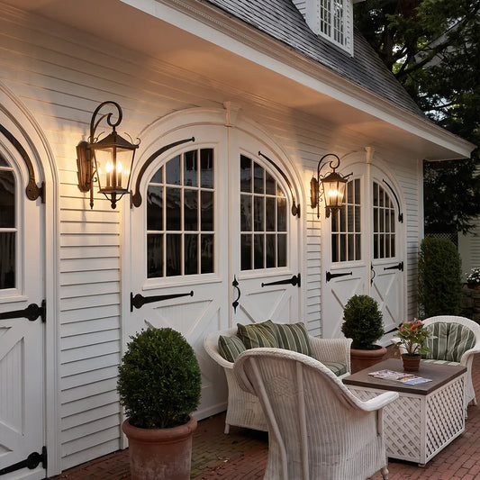 2 PCS Black Outdoor Wall Light European Vintage Three-Light