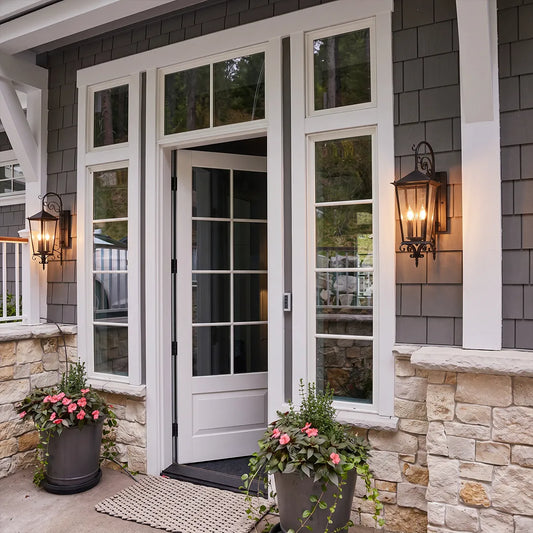 2 PCS Black Outdoor Wall Sconce European Vintage Wall Lantern