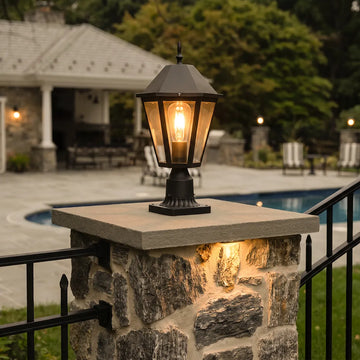 2 PCS Black Pillar Lights European Vintage Outdoor Lights