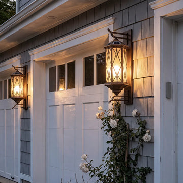 2 PCS Bronze Outdoor Sconce Vintage Glass Wall Lantern