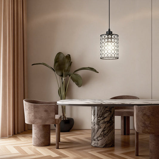 2-Pcs Crystal Pendant Light Minimalist Cylinder Decorative Light
