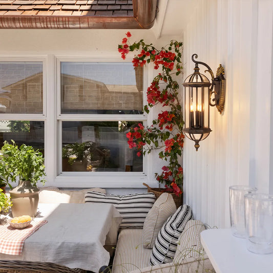 2 PCS Lantern Style Outdoor Wall Lights European Vintage Light