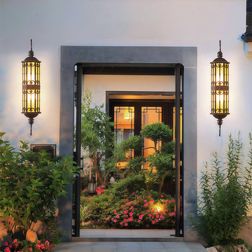 2 PCS LED Outdoor Wall Lighting European Retro Dual-Head Round Lamp