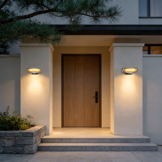 2 PCS Outdoor Wall Mounted Solar Lights Garden Motion Sensor Light
