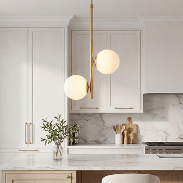 2 Lights Ball-shaped Electroplated Glass Metal LED Modern Pendant Lights