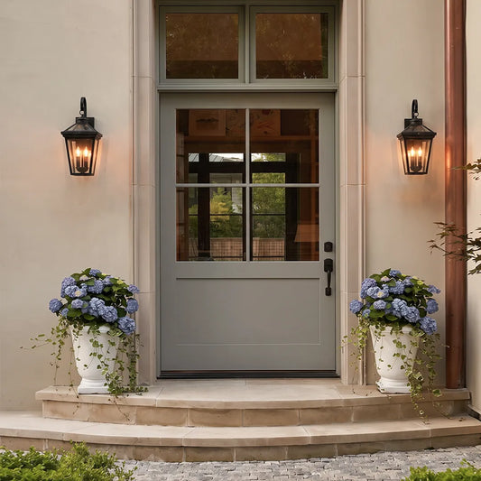 2 PCS Outdoor Wall Sconce Light Three-Light Stainless Steel Lantern