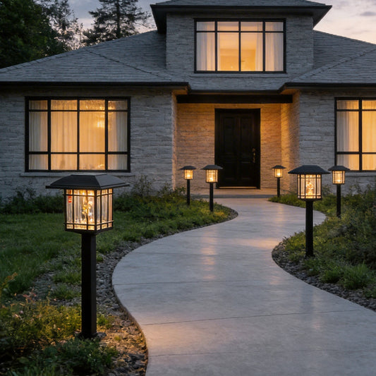 2-PCS Solar Outdoor Lawn Lights Vintage Square Waterproof Lamp