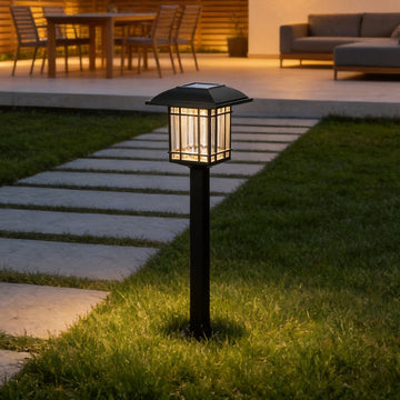 2-PCS Solar Outdoor Lawn Lights Vintage Square Waterproof Lamp